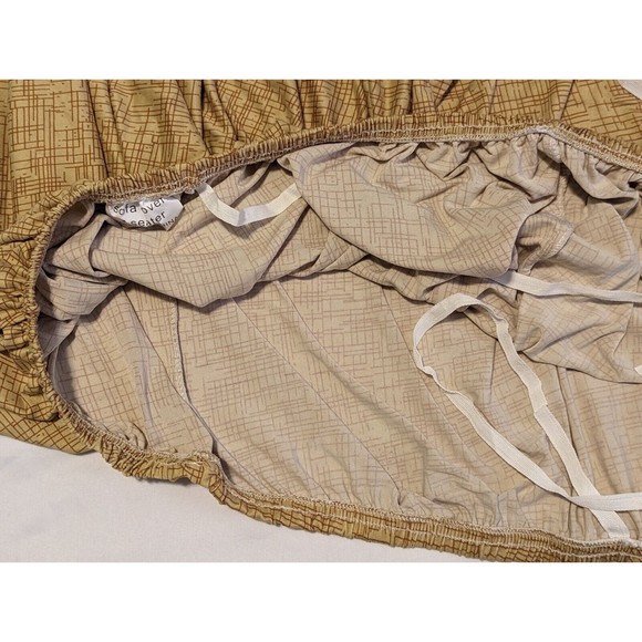 Sofa Guards 3-Seater Sofa Loveseat Stretch Slip Cover Gold/Brown Geometric Print - Picture 6 of 11